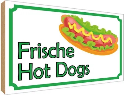 Produktbild von vianmo Holzschild 30x40 cm frische Hot Dogs Restaurant Essen Trinken