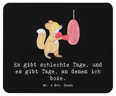 Produktbild von Mr. & Mrs. Panda Mousepad Fuchs Boxen - Schwarz - Geschenk, Mouse Pad, Boxkampf, Boxtraining, pc, Mauspad, mausteppich