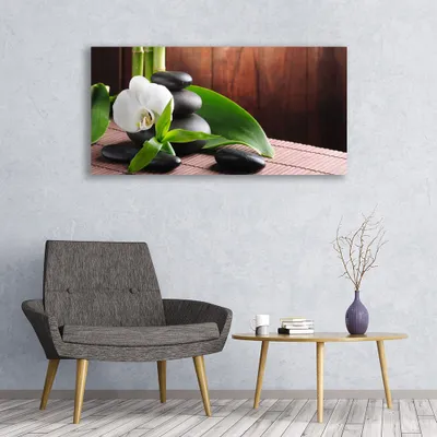 Produktbild von Glasbilder 120x60 Wandbild Druck auf Glas Blumen Steine Blätter Pflanzen