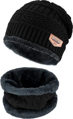 Produktbild von Famanu Wintermütze und Schal Set - Schwarz
