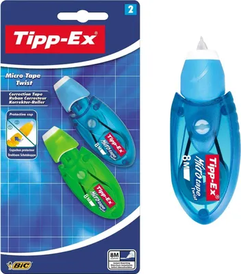 Produktbild von Tipp-Ex Korrekturroller Micro Tape Twist, 2 Korrekturmäuse, drehbare Schutzkappe, 8 m x 5 mm