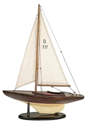 Productafbeelding van Houten Zeiljacht Modelschip met Stoffen Zeil 42x11 cm