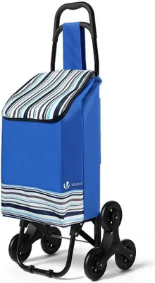 Produktbild von VOUNOT Einkaufstrolley Klappbar mit 6 Räder, Treppensteiger 32L, Blau
