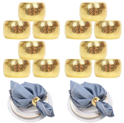 Serviettenringe gold, rund, 12 Stück, Metall, Ø 4 cm