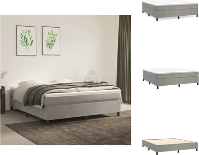 Imagen del producto de vidaXL Base de cama con somier, color gris claro, 160x200 cm, tapizada en terciopelo - Camas y estructuras de cama