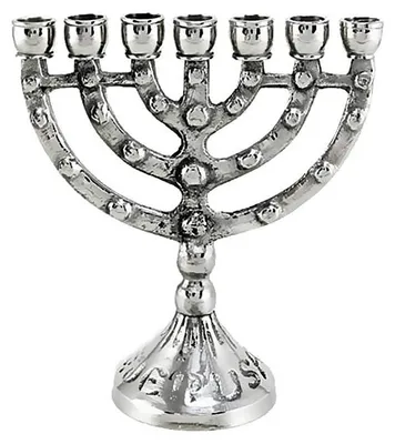 Menorah-Kerzenhalter, Messing vernickelt, 11 cm, für Kerzen bis 8 mm