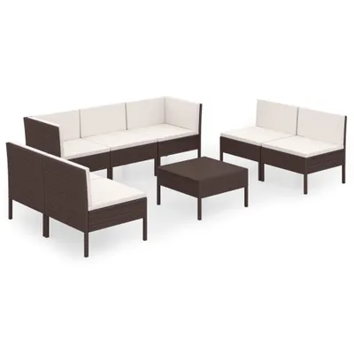 Produktbild von vidaXL 8-tlg. Garten-Lounge-Set mit Auflagen Poly Rattan Braun