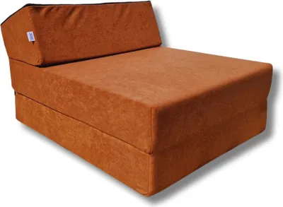 A brown foldable chair/mattress is shown in a studio setting with a white background and soft shadows.
