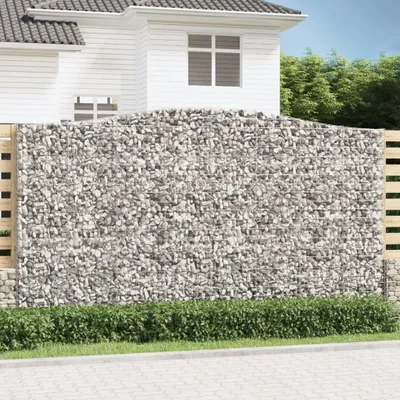 Produktbild von The Living Store Gabione mit Hochbogen 400x30x220/240 cm Verzinktes Eisen