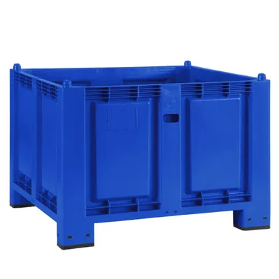 Produktbild von Palettenbox mit 4 Füßen, LxBxH 1200 x 800 x 850 mm, blau, Boden/Wände geschlossen. Tragkraft 500 kg
