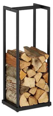 Zdjęcie produktu dla Stojak na drewno opałowe - Metalowy - 95 x 37 x 30 cm - Czarny - Do kominka i pieca