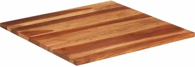 A square wooden tabletop with a natural wood grain pattern.