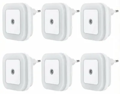 Productafbeelding van LED-nachtlampen met lichtsensor - Energiezuinig - 0,5W - Wit - Binnenverlichting - Set van 6