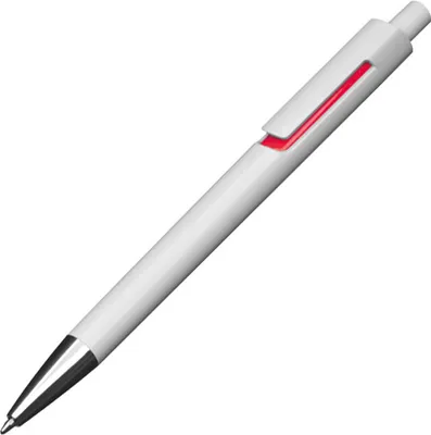 Produktbild von 10x Kugelschreiber / mit farbigen Applikationen / Farbe: weiß-rot