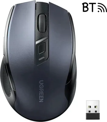 Zdjęcie produktu dla Ugreen Optyczna Mysz Bezprzewodowa Usb 2.4Ghz / Bluetooth 5.0 4000 Dpi Czarny (Mu006)