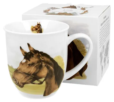 Produktbild von DUO | Becher - Kaffeebecher - 400 ml - Pferdemotiv - Porzellan - Teebecher - Geschenkbox