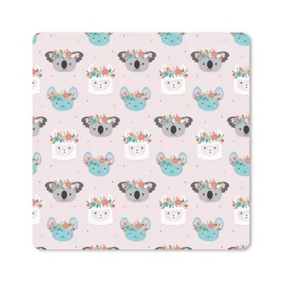 Produktbild von MuchoWow® Mauspad Mousepad Lama - Koala - Blumen - Pastell 30x30 cm - Mousepads - Maus Mat - Pad - Mausunterlage - Gaming