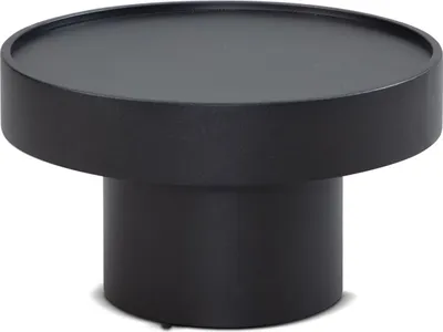 Produktbild von Couchtisch 60x60x36 cm Metall Schwarz Sofatisch Rund, Wohnzimmertisch in Pilz-Form, Design Kaffeetisch Eisen, Kleiner Tisch Beistelltisch Wohnzimmer Modern