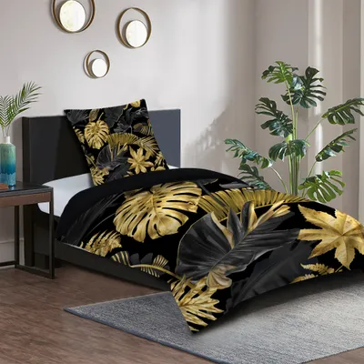 Produktbild von SANILO® Posteľná bielizeň 135x200 cm, 100% najjemnejšia bavlna, 2-dielna, obliečka na prikrývku, obliečka na vankúš 80x80 cm - Golden Leaves