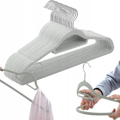 Immagine prodotto di Appendiabiti in velluto Maxi set da 20 pezzi - grigio