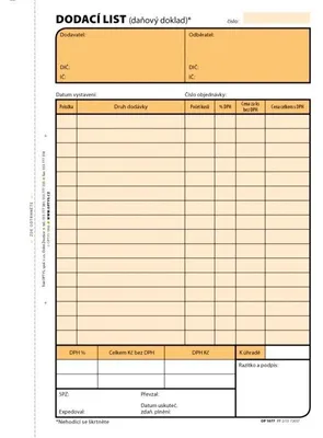 Produktbild von Dodací list Optys  -  A5 / 100 listů NCR / 1077