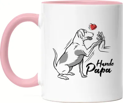 Produktbild von Hundepapa Tasse Rosa Mit Hund Motiv Für Hundebesitzer Hundeliebhaber