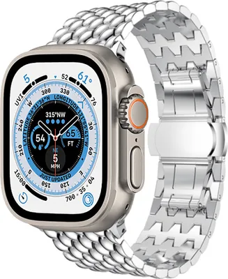 Produktbild von Strap-It Apple Watch Ultra Drachenarmband Stahl (Silber)