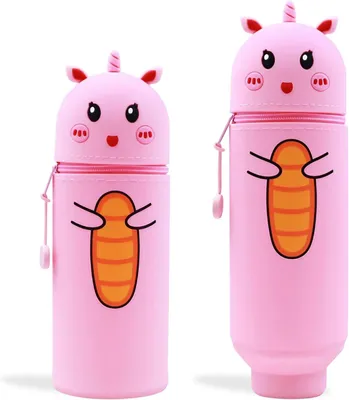 Produktbild von Federtasche und Stiftehalter, rosa, Einhorn, flexibel Silikon, für Schule