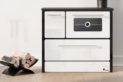 Produktbild von Küchenofen Holzherd 701 weiß, rechte Version - 9,18 kW