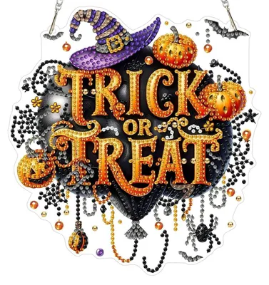 Image de Kit de création de décoration d'Halloween en strass 5D : pendentif en forme de citrouille avec chaîne, idéal pour créer des décorations de fenêtre