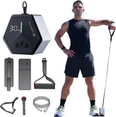 Image de Station de musculation Smart 30kg | Traction à câble mobile pour la maison & le bureau | Entraînement EXCENTRIQUE & Butterfly | Entraîneur digital de 1,1kg | Cadeau