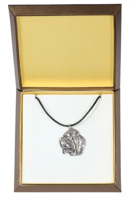 Produktbild von Mastino Napoletano, Neapolitanischer Mastiff - Hundehalsband in Geschenkbox, versilbertes Medaillon für Hundefans, markanter Anhänger der Marke Art-Dog