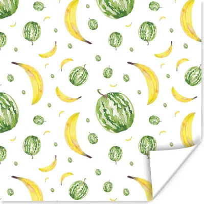 Produktbild von MuchoWow® Poster Wassermelonen - Bananen - Schablonen 100x100 cm - Babyzimmer