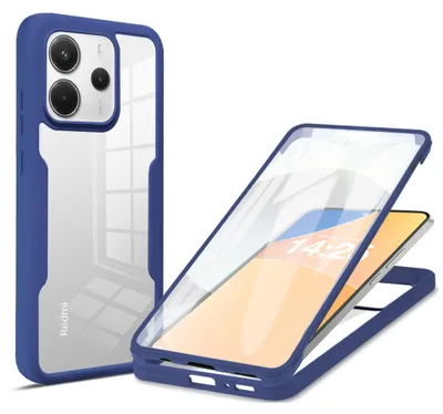 Produktbild von 360 Grad Rundum Schutz Handyhülle für Xiaomi Redmi Note 14 Full Cover Vollschutz Case Farbe: Blau