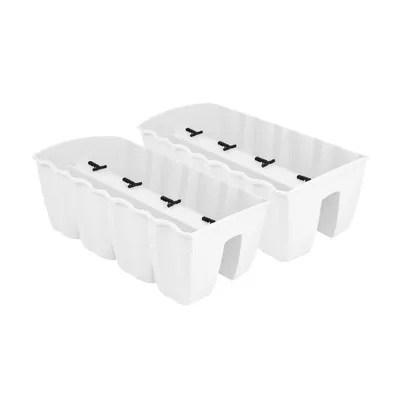 Produktbild von 2x Blumenkasten 60cm Hängetopf Blumentopf Balkontopf Geländertopf DCRO Weiß