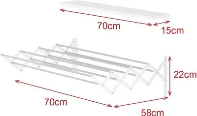 Image de Séchoir mural LUNOR extensible 70 cm, blanc