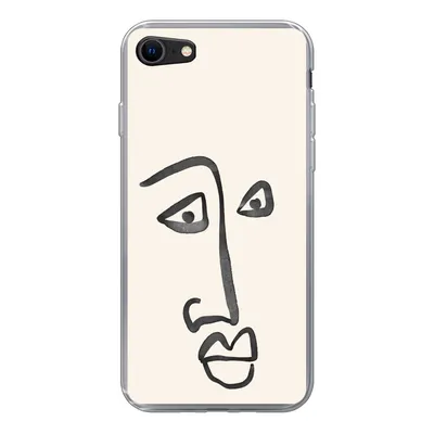 Produktbild von MuchoWow® Handyhülle Schutzhülle Hülle für iPhone SE 2022 Gesicht - Augen - Strichzeichnung Silikon Softcase Handy Hülle - Schutzhülle
