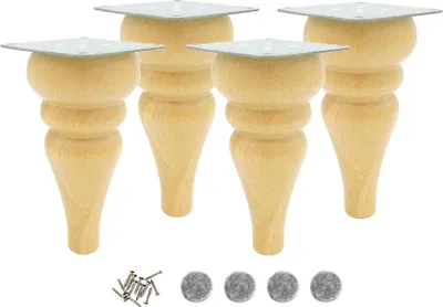 Produktbild von Holzfuß für Möbel, gedrechselt, Tulpe, 18 cm, Buche, natur lackiert, Befestigung
