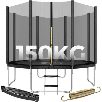 Produktbild von Sekey 366 cm Gartentrampolin mit Sicherheitsnetz und Leiter, Kindertrampolin für Jump Fitness Outdoor Trampolin, Schwarz