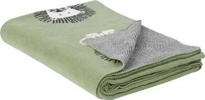 Zdjęcie produktu dla BELIANI Koc zielony bawełniany 130 x 170 cm ze wzorem w lwy styl nowoczesny do sypialni pokoju dziecięcego