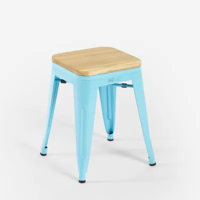 Produktbild von industrieller hocker metall bar küche top holz steel rocket wood. - Hellblau