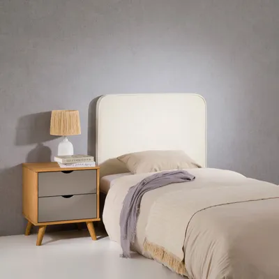 Produktbild von Kopfteil LUNAR 90cm Cremeweiß - Headboard mit Wandbefestigung, Bettkopfteil für Boxspringbetten, weicher Samt, Bettkopfteil modern