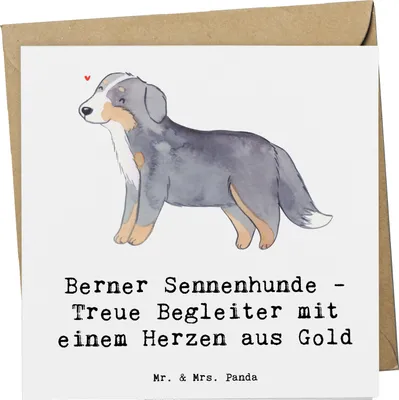 Produktbild von Mr. & Mrs. Panda doppelkarte Berner Sennenhund Herz - Weiß - Geschenk, Hunderasse, Hunderassen Charakter, Eigenschaften, Hunde mit, Hund, Treue Begleiter, faltkarte