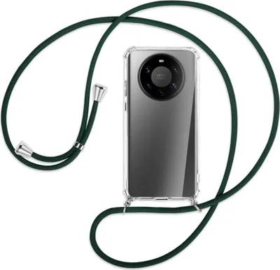Produktbild von Handykette Backcover-Schutzhülle mit Band (Metall silberfarben) für Huawei Mate 40 Pro Plus - dunkelgrün