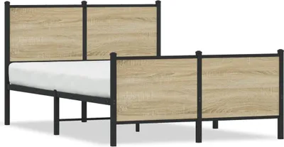 Produktbild von vidaXL Metallbett ohne Matratze Sonoma-Eiche 120x200 cm