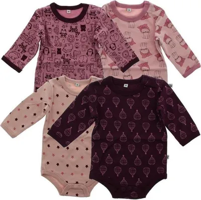 Produktbild von Pippi Langarmbodys 4er Pack  Mädchen lila flieder rosa 80