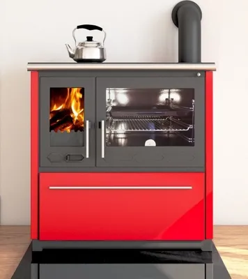 Produktbild von EEK A+ Küchenofen Holzherd Plamen 850 rot, rechte Version - 8 kW Dauerbrandherd