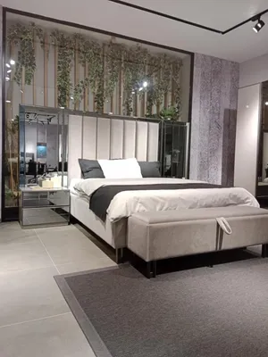 Produktbild von Bett  2x Nachttische Bank Design Schlafzimmer Set 4tlg Luxus Möbel Neu