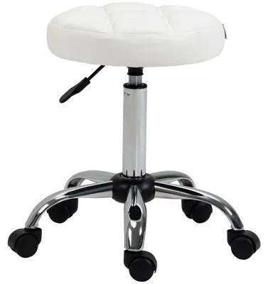 Produktbild von Drehhocker. Salonhocker. h?henverstellbar. Kunstleder. Steppdesign. ?35.5 x 48-63 cm. Wei?/Silber