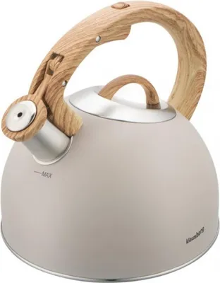 Obrázok produktu pre Klausberg KB 7913 pískacia kanvica, 2,5 l, rukoväť s efektom dreva, indukcia, béžová
